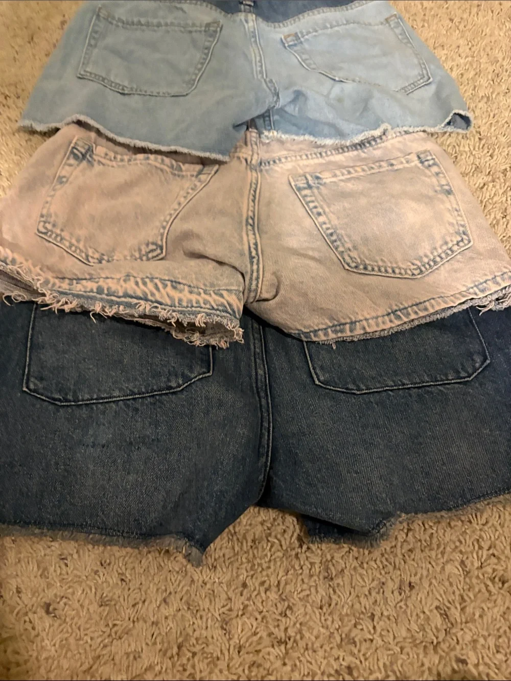 GAP Denim Shorts Set — Dark Blue, Light Blue, Pale Pink Girls 14